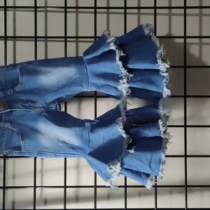 Baby Girl ML Kids Double Ruffled Bell Jeans Size 6 mo.